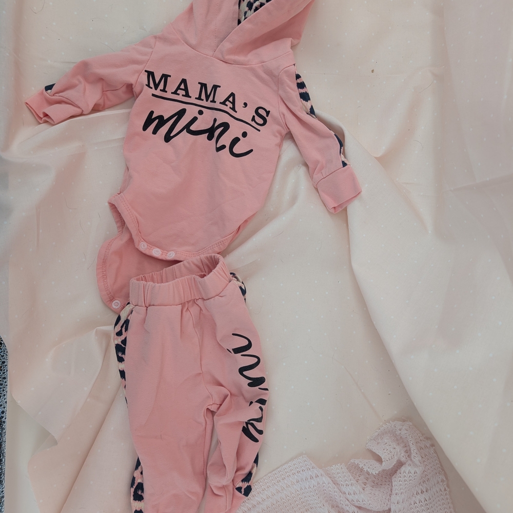 Mama's Mini Pink Hooded Baby Set